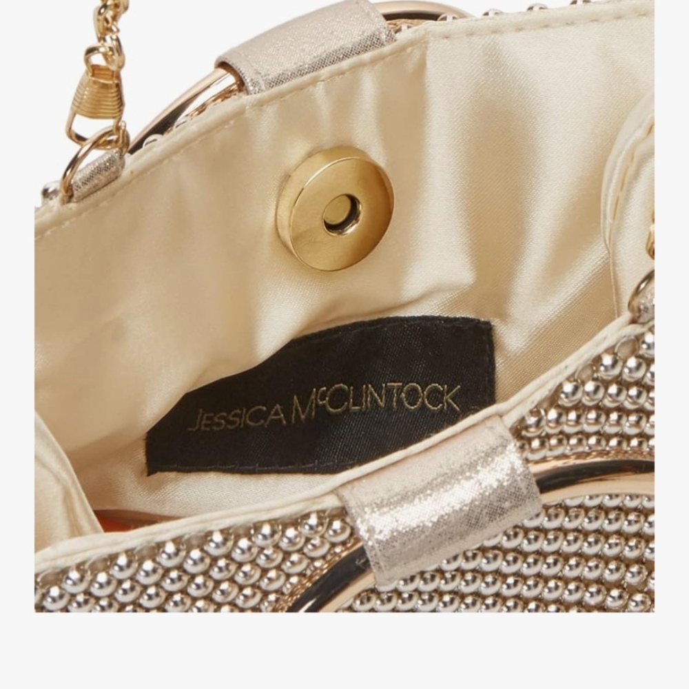 Jessica McClintock Gold Pearl Embellished Bag - Picture 11 of 11